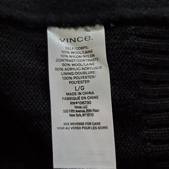 New Vince Sweater Back Drape Neck Black Coat NWT Large - Picture 15 of 16